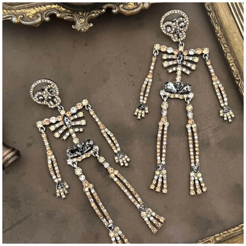 BAUBLEBAR • Halloween Bones Skeleton Crystal Statement Earrings - Picture 6 of 6